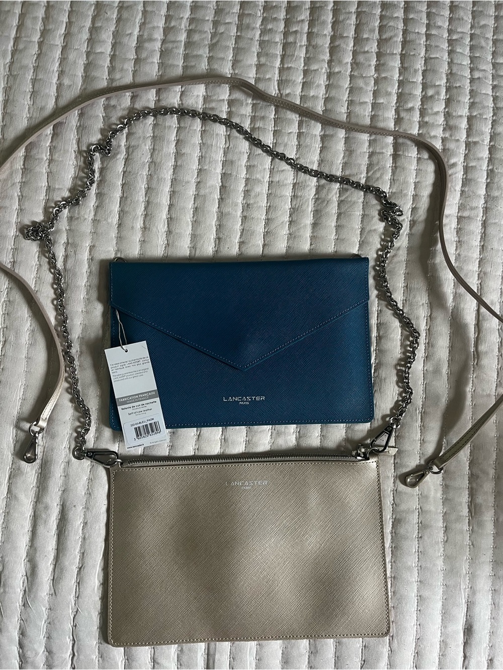 Lancaster Paris Two-Piece Crossbody Set - Blue and Beige